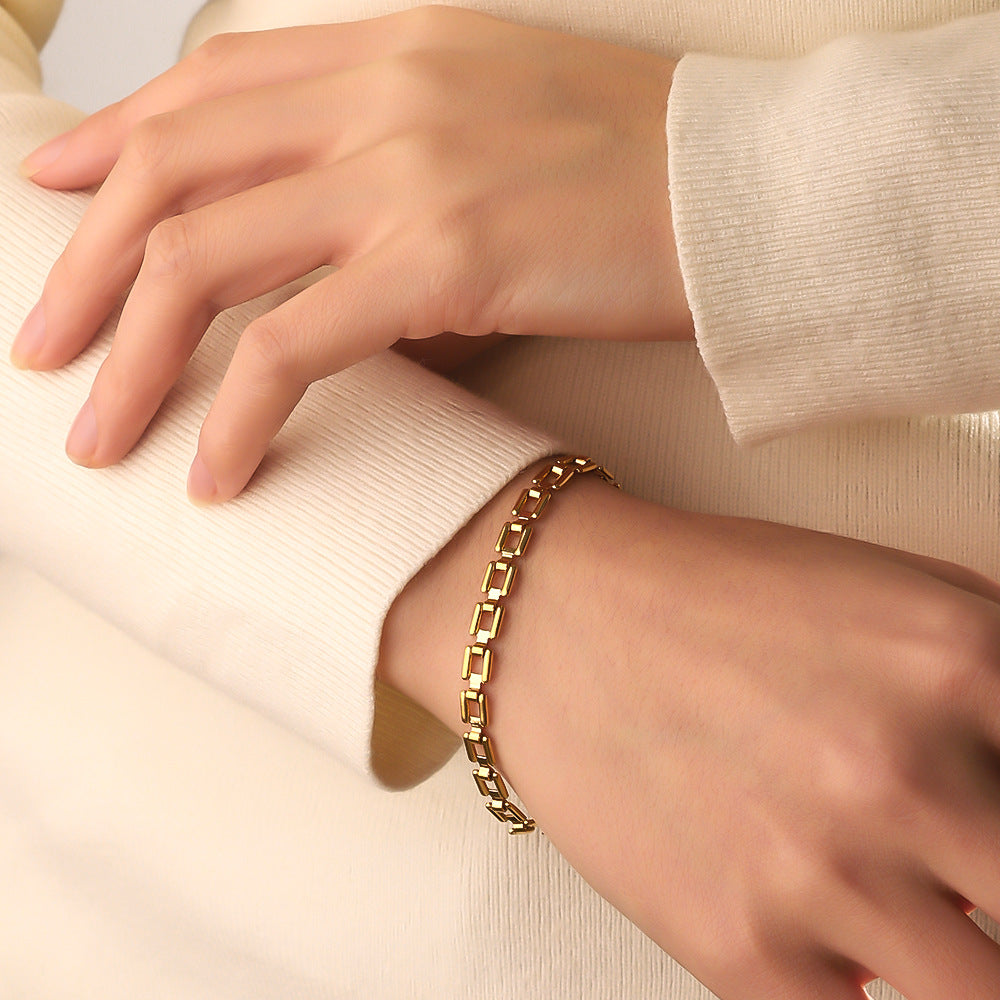 Luxury Gold Bracelet for Women Adjustable Gold Chain Women Jewelry Gift - Square Chain